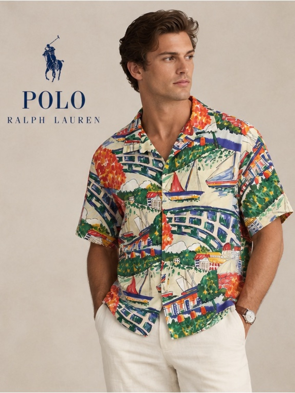 Vintage Polo Ralph Lauren Scenic Sailing Camp Shirt 100% Cotton